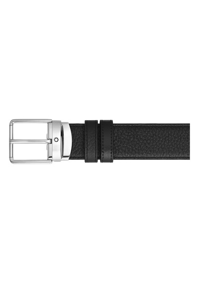 Montblanc Everyday Grain Deri 35 Mm Çift Taraflı Kemer 222183 Siyah