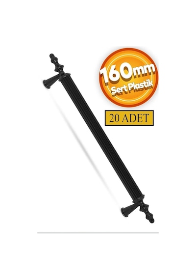 160 Mm Polimer Dolap Kulpu 20 Adet Vidalı - Mobilya Kulpları - 160 - Siyah Siyah Çift Delikli 160 Mm