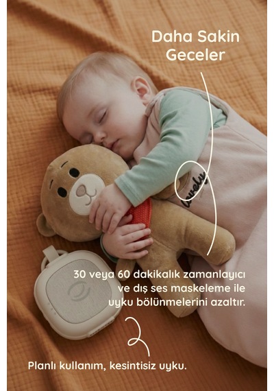 Plus 33 Sesli Ağlama Sensörlü Beyaz Gürültü Cihazı Bebek Uyku Arkadaşı Ayıcık Bej