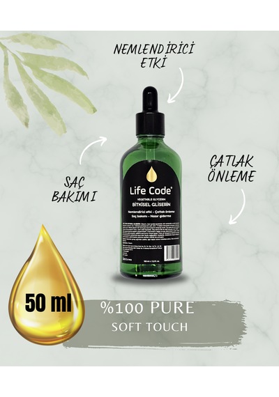 Nem Tutucu %100 Bitkisel Gliserin 50 Ml. Damlalıklı Şişe Vegetable Gliserin