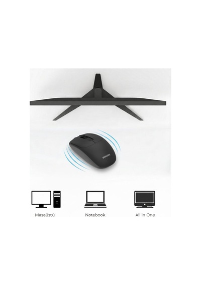 Philips Uyumlu  Spk7398b Kablosuz 1600dpı Sessiz Optik Mouse Siyah Diğer