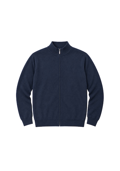 Battalmoda Erkek Büyük Beden Koyu İndigo Fermuarlı Dik Yaka Pamuklu Hırka 3xl-4xl-5xl-6xl Koyu Indigo
