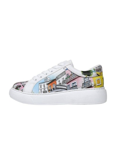 Kadın Vegan Deri Beyaz Sneakers - Lisboa Tasarım Beyaz