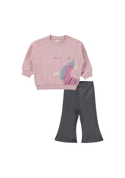 Civil Baby Unicorn Baskılı 6-18 Ay Takım - Pembe Pink Pastel