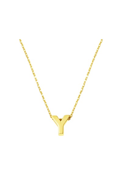 Y Harfi 14 Ayar Altın Taşsız Minimal Harf Kolye