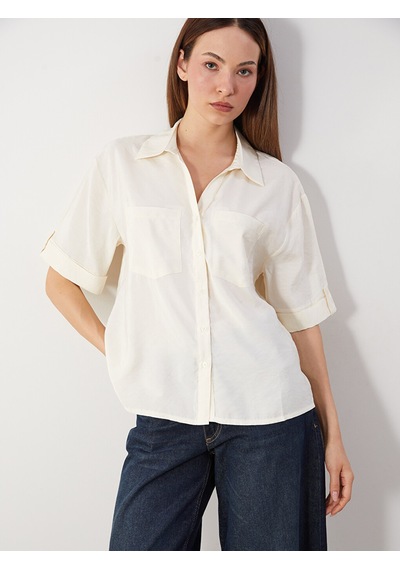 Lcw Comfort Sarı Modal Karışımlı Oversize Kadın Gömlek