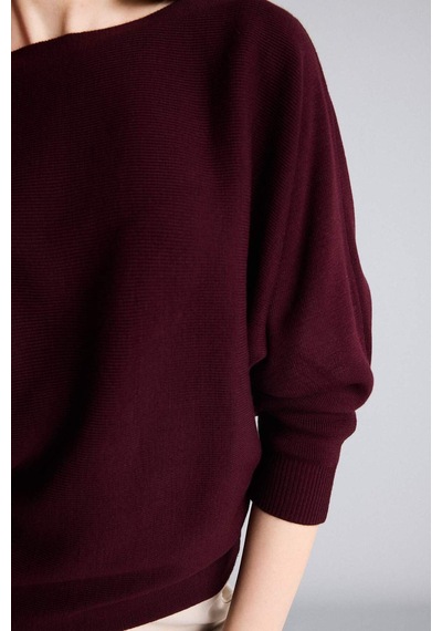 Defacto Kayık Yaka Triko Kazak G3403ax26aubr234 Bordo-br234