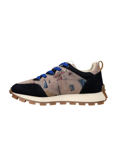 Kadın Vegan Deri Krem Sneakers - Paperflower Tasarım Çok Renkli
