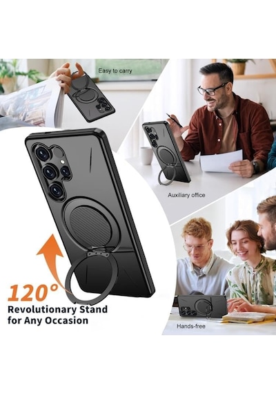Mag-forge Samsung Galaxy S26 Ultra İçin Kılıf 360 Dönebilen Standlı Magsafe İle Uyumlu S26 Ultra Koruyucu Güçlü Manyetikli Pc+tpu Darbelere Dayanıklı Samsung S26 Ultra Kılıf Siyah