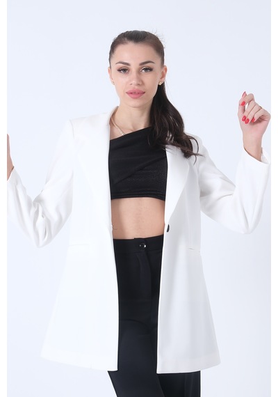 Feminist Ekru Zebra Astar Detaylı Krep Blazer Ceket 01051201.147 001
