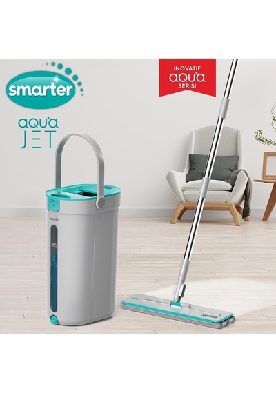 Aqua Jet Yedekli Temiz &amp Kirli Suyu Ayırma Özelliği Tablet Mop Temizlik Seti Paspas