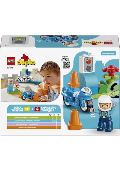 LEGO® DUPLO® Kasabası Mavi Polis Motosikleti 10471 -2 Yaş ve Üzeri Çocuklar için Polis Figürü İçeren Oyuncak Yapım Seti (11 Parça)