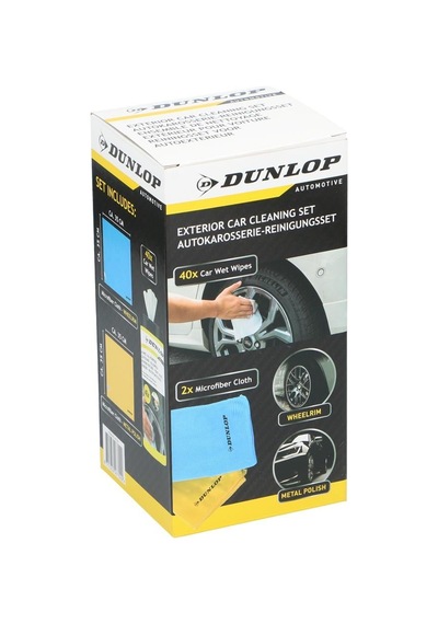 Dunlop Dun102 Araç Temizlik Seti 2 Adet Mikrofiber Bez 35x35 Cm 250 G/m² + 40 Adet Temizleme Mendili