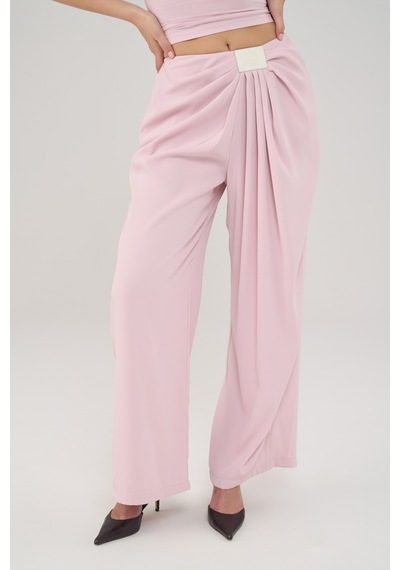 Mai Studios Loose Pile Detaylı Pembe Dökümlü Pantolon