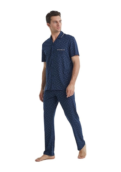Blackspade Erkek Kısa Kol Gömlek Yaka Önden Düğmeli Lacivert Pijama Takımı C1t6n4o04 001