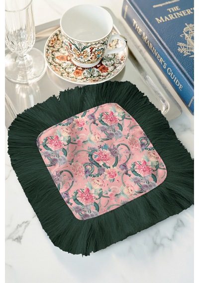 Lüks Çiçek Bahçesi Saçaklı Sunum Servis Altlığı Mendil - Romantik Bohem Pembe Yeşil Sunumluk Peçete Pastel Yağmur Kum Lüks Çiçek Bahçesi Saçaklı Sunum Servis Altlığı Mendil - Romantik Bohem Pembe Yeşil Sunumluk Peçete Pastel Yağmur Kum