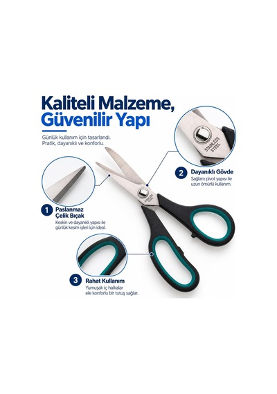 Lexroo Kumaş Ve Terzi Makası 24,5 Cm, Kağıt Dikiş Ve Büyük Boy Makas