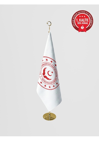 Aile, Çalışma Ve Sosyal Hizmetler Bakanlığı Makam Bayrağı - Saçaksız Gold Set 100 x 150 CM