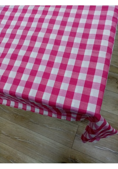Hayat Home Pembe Kareli Zefir Kumaş Masa Örtüsü Sofra Örtüsü