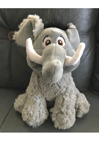 Merty Avm Premium Kalite 28 Cm Sevimli Peluş Mamut Fil - Dolgun Yapılı Oturabilen Hediye Oyuncak Beyaz - Gri