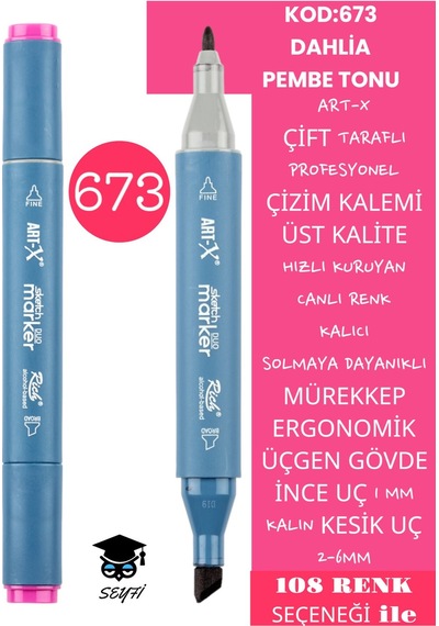 Çift Taraflı Profesyonel Çizim Kalemi Kalıcı Mürekkep Üçgen Gövde İnce Uç 1 Mm Kesik Uç 2-6mm Sketch