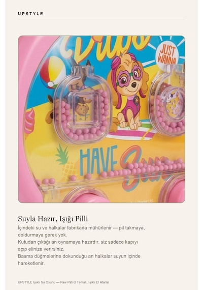Işıklı Su Oyunu Paw Patrol Suda Halka Geçirme Nostaljik El Atarisi Pilsiz Su İle Çalışan 3+ Yaş Çocu
