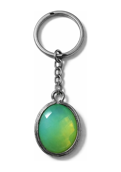 Unisex Ruh Hali Anahtarlık Oval Taşlı Yeşil Renk Metal Aksesuar