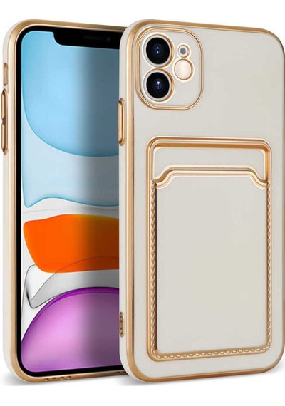Apple Uyumlu iPhone 11 Kılıf Zore Bark Kartlıklı Kapak Beyaz