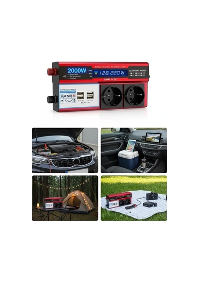 12v 2000w Modifiye Sinüs İnverter Araç Ve Güneş Enerjisi Uyumlu, Çift Usb, Çift Priz Ve Çakmaklık Eco Lounge