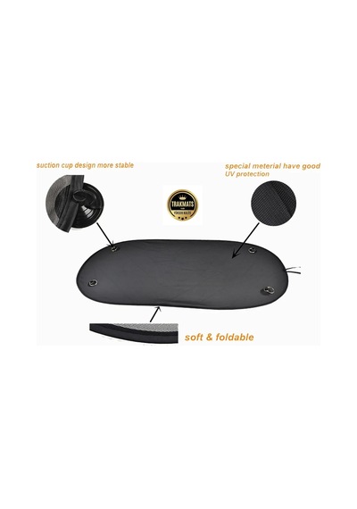 Trakmats Dacia Logan 1 Mcv 2004-2012 İle Uyumlu Oto Arka Cam Güneşlik, Oval Tül Vantuzlu, 100x50 Cm, Siyah