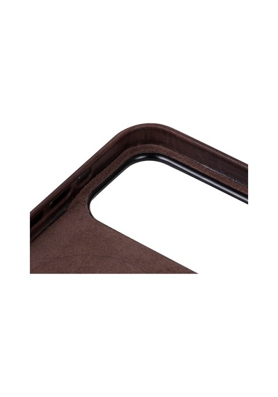 Bloomcase Premium Mono Espresso Brown Apple iPhone Uyumlu 17 Pro Max/ 18 Pro Max 6.9" Hakiki Deri Magsafe Kılıf Kahverengi
