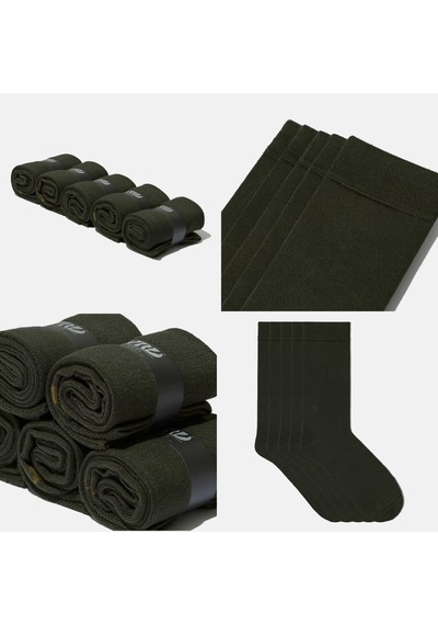 Dikişsiz Bambu Çorap Düz Haki Yeşil Renk Bambu Erkek Çorap Kutulu 5 Çift Premium Uzun Çorap Soket Çorap Bambu Mix