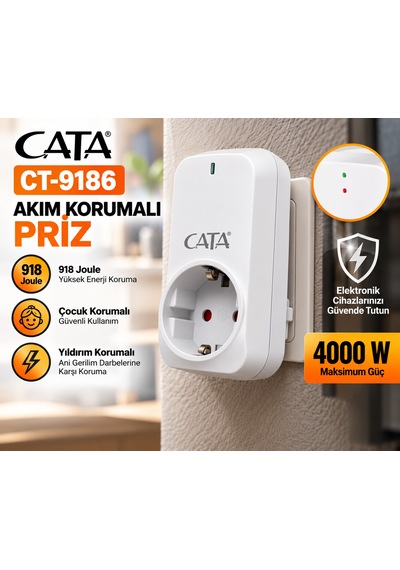 2 Adet Akım Korumalı Tekli Kablosuz Priz 4000 W Yıldırım Koruması İle Güvenli Kullanım