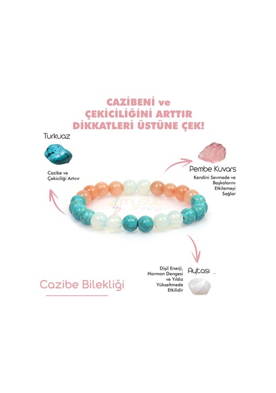 Mystic Energy Doğal Taş Cazibe - Çekicilik Tılsım Bilekliği Çok Renkli