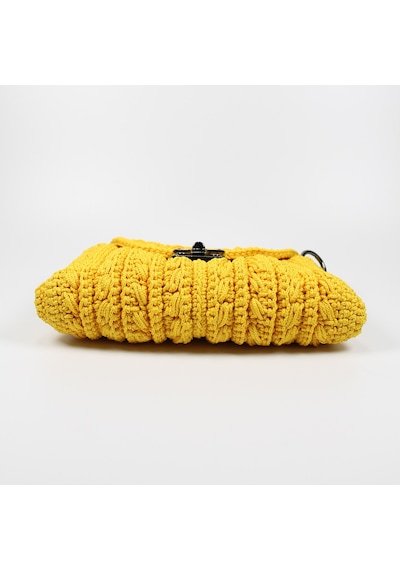 Makrome El Örgüsü Örme Omuz Çanta, Handmade Kadın Çanta 202301015 Sarı