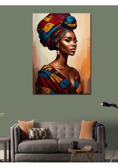 Kanvas Tablo Afrikalı Desenli Kadın 70cmx100cm