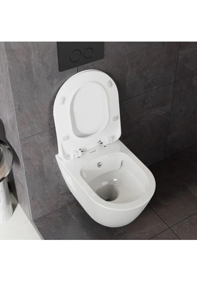 Creavit Terra Rim-off Kanalsız Asma Klozet Tp329.00 + Duck Tp Yavaş Kapanan Kapak 2'li Set Beyaz