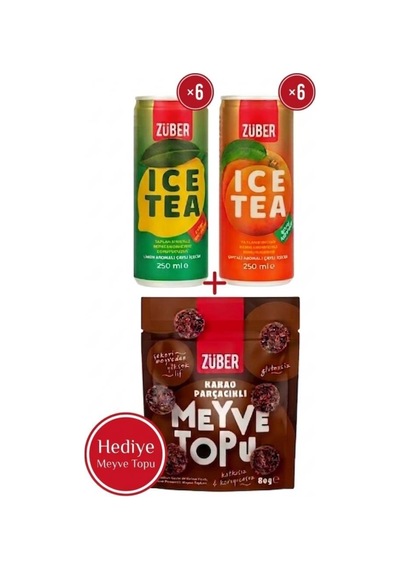 Ice Tea Limon & Şeftali Soğuk Çay 250ml X 12 Adet + Sürpriz Bar Hediye