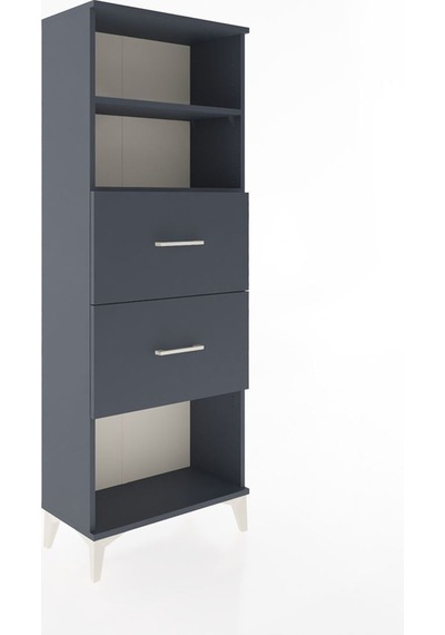 Arges Dolap 2 Raflı 2 Çekmeceli 60x30x163 Antrasit-antrasit Antrasit