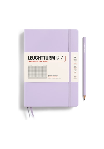 Leuchtturm1917 Not Defteri Orta Boy A5 , Sert Kapak, 251 Numaralandırılmış Sayfa, Kareli, Leylak Mor