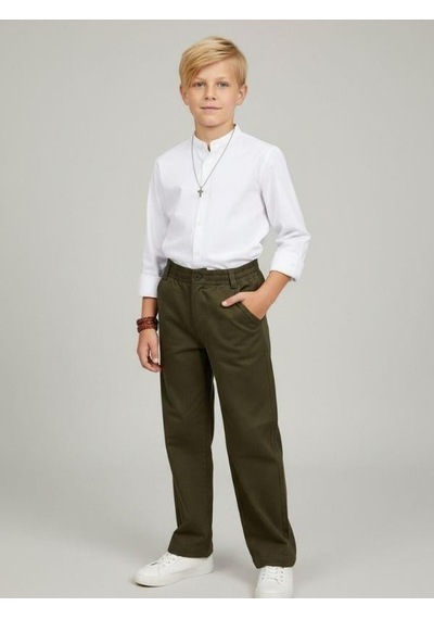 Zekids Erkek Çocuk Yumuşak Dokulu Beli Lastikli Pantolon-16891 Haki