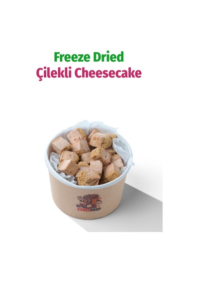 Freeze Dried Çilekli Cheesecake Kurutulmuş Çıtır Cheesecake Küpleri, Tatlı Küpleri Atıştırmalık - 100 Gr