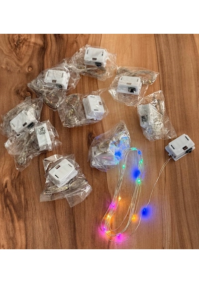 Lgbt Renkli Led Işık Pilli 3 Modlu Dekoratif Süs 10 Lu Set Toplam 15 M Her Bir Paket 1,5 M Çok Renkli
