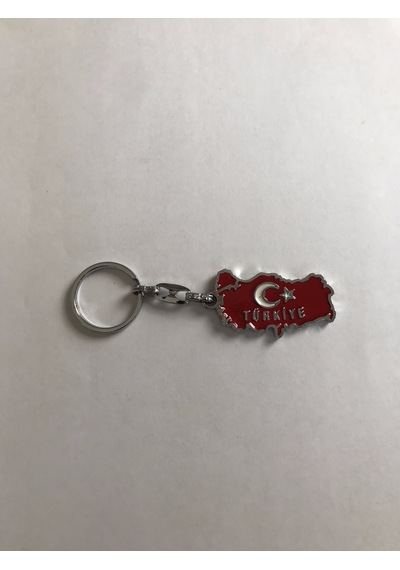 Bd Tekstil Türkiye Haritası Tasarım Kırmızı Renkli Anahtarlık