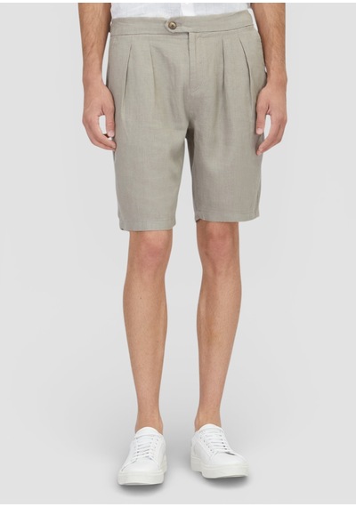 Ramsey Vizon Düz Dokuma Carrot Fit Casual %100 Keten Bermuda