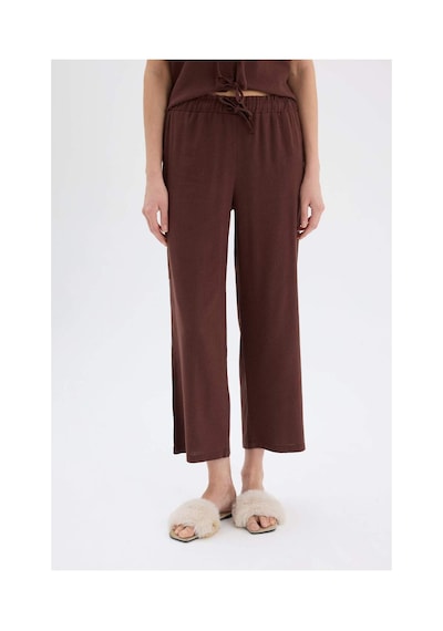 DeFacto Pijama Takımı Keten Kısa Kollu Üst Esnek Belli Alt-Fall in Love E3571AX25SPBN166