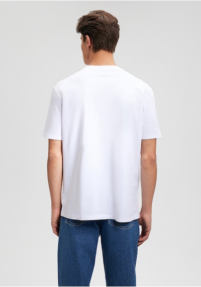 Mavi Pembe Panter Baskılı Beyaz Tişört Loose Fit / Bol Rahat Kesim 0612299-620 Beyaz-620