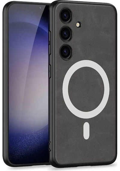 Galaxy S24 Kılıf M-safe Şarj Özellikli Deri Tasarımlı Zore Kıpta Nubuk Kapak Gri