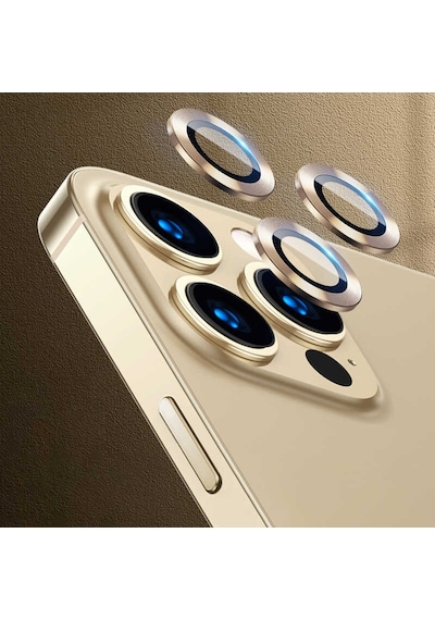 Noktaks  Apple Uyumlu  iPhone 13 Pro  Kamera Lens Koruyucu Cl-07 - Gold