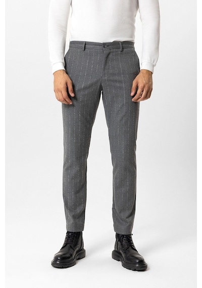 Back And Bond Gri Slim Fit Çizgili Casual Pantolon Çok Renkli